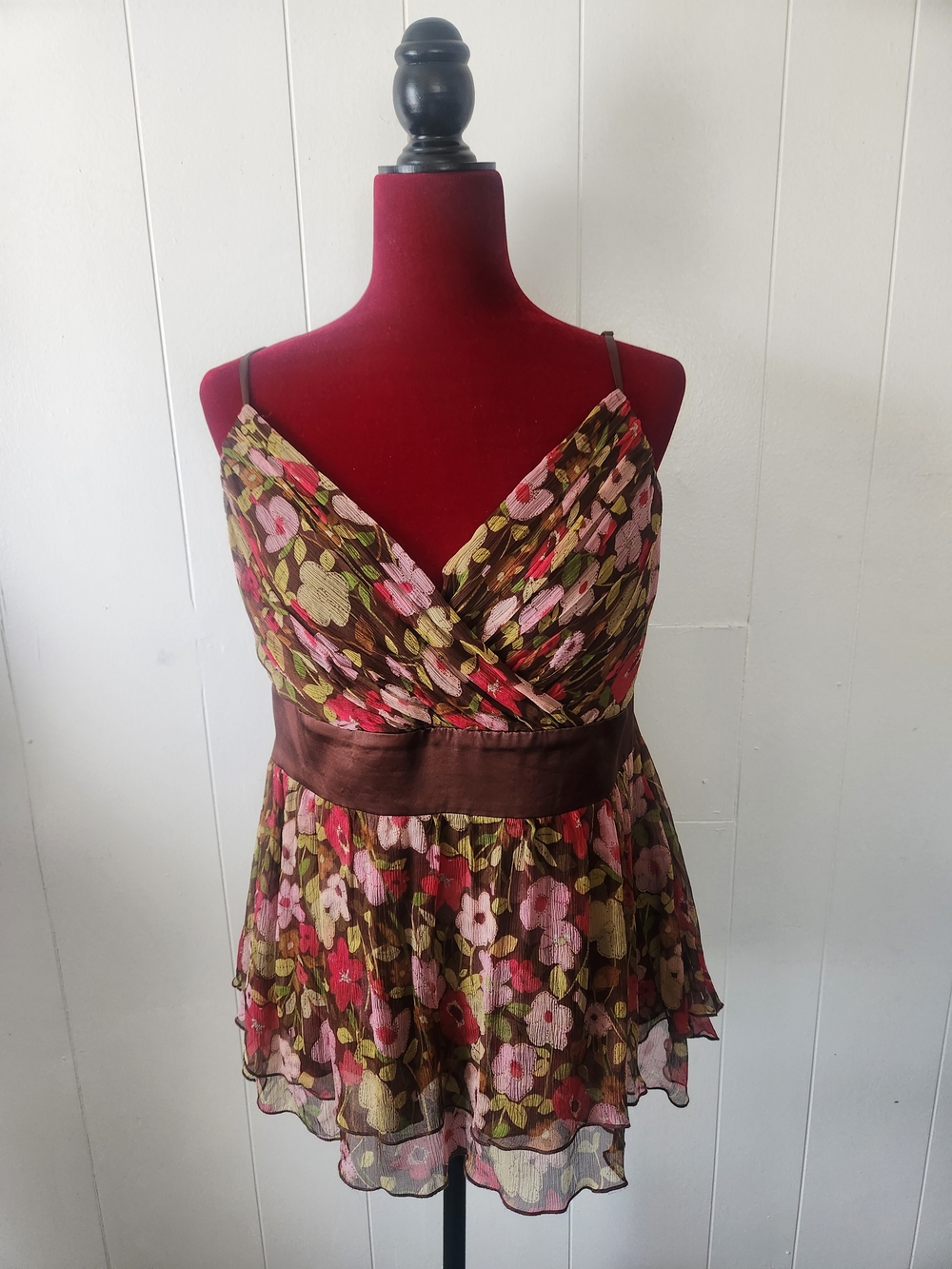 Vintage 100% Silk Floral Print Tank Top